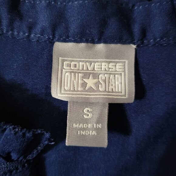 Converse Women's Sleeveless Navy Button-Down Blouse with Ruffle Front - Picture 2 of 12